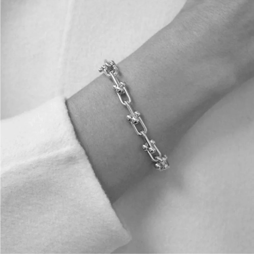 Silver Hardwear Small U Link Bracelet
